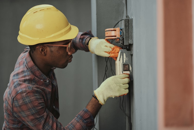 HVAC technician working on equipment